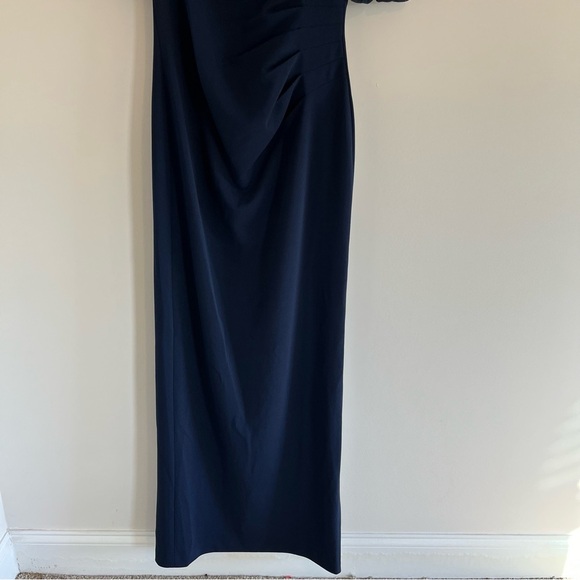 DKNY Women’s Cocktail Dress size 2 Navy Blue Full Length Pouf Sleeve Mermaid - Picture 10 of 15